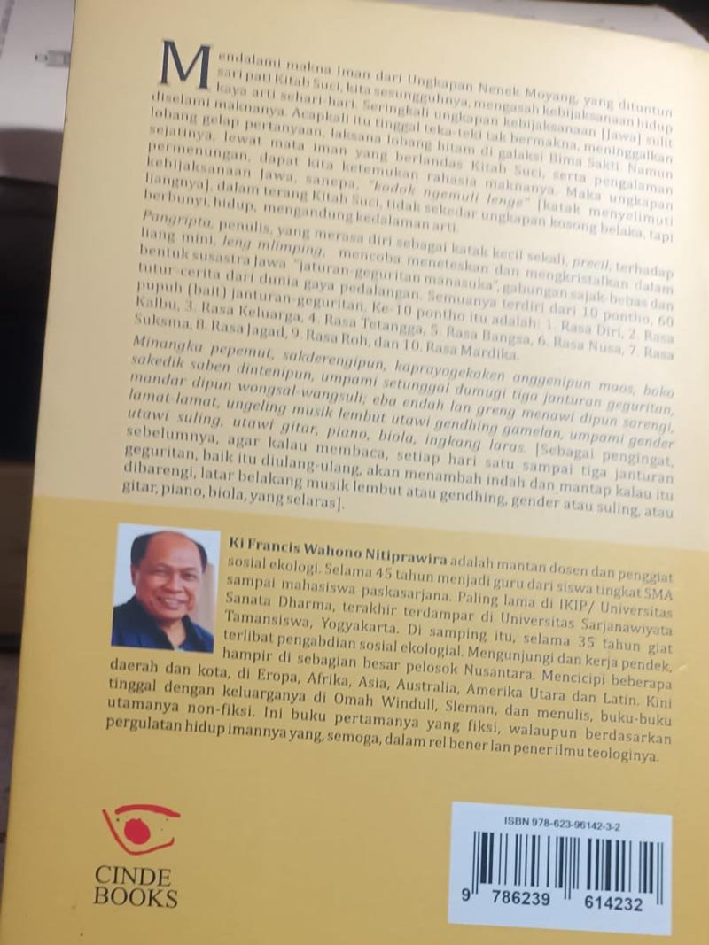 Buku Fiksi Basa Jawa Kodok Ngemuli Lenge Reroncen Jantiran Geguritan Dasa Rasa Pepiling Budi lan Paglipur Ati Cover Belakang